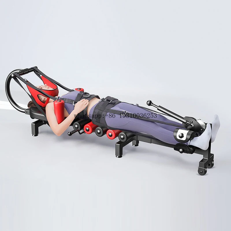 Tractor de extensión y estiramiento cervical y lumbar de lujo con 2 correas, dispositivo de tracción y corrección Lumbar para el hogar