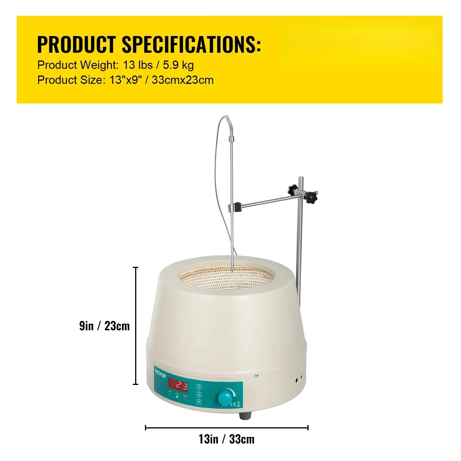 Knob Magnetic Agitador 1/2L 0-1600RPM Liquid Heating Mantle Stirrer Hot Plate Mixer Shaker for Chemical Laboratory