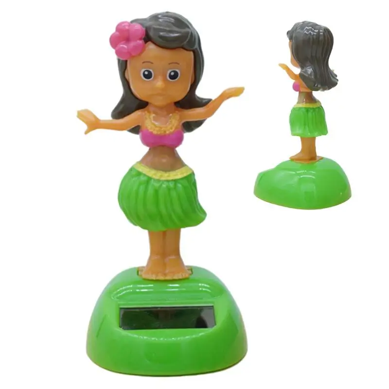 Solar Powered Hawaii Girl Dancing Toys Shaking Bobble Head Hawaii Swinging Animated Girl Doll Car Dashboard Decoration toys