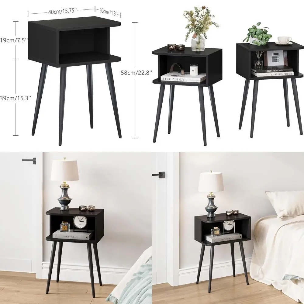 Pair Of Compact Nightstands For Small Spaces, Modern Bedroo…