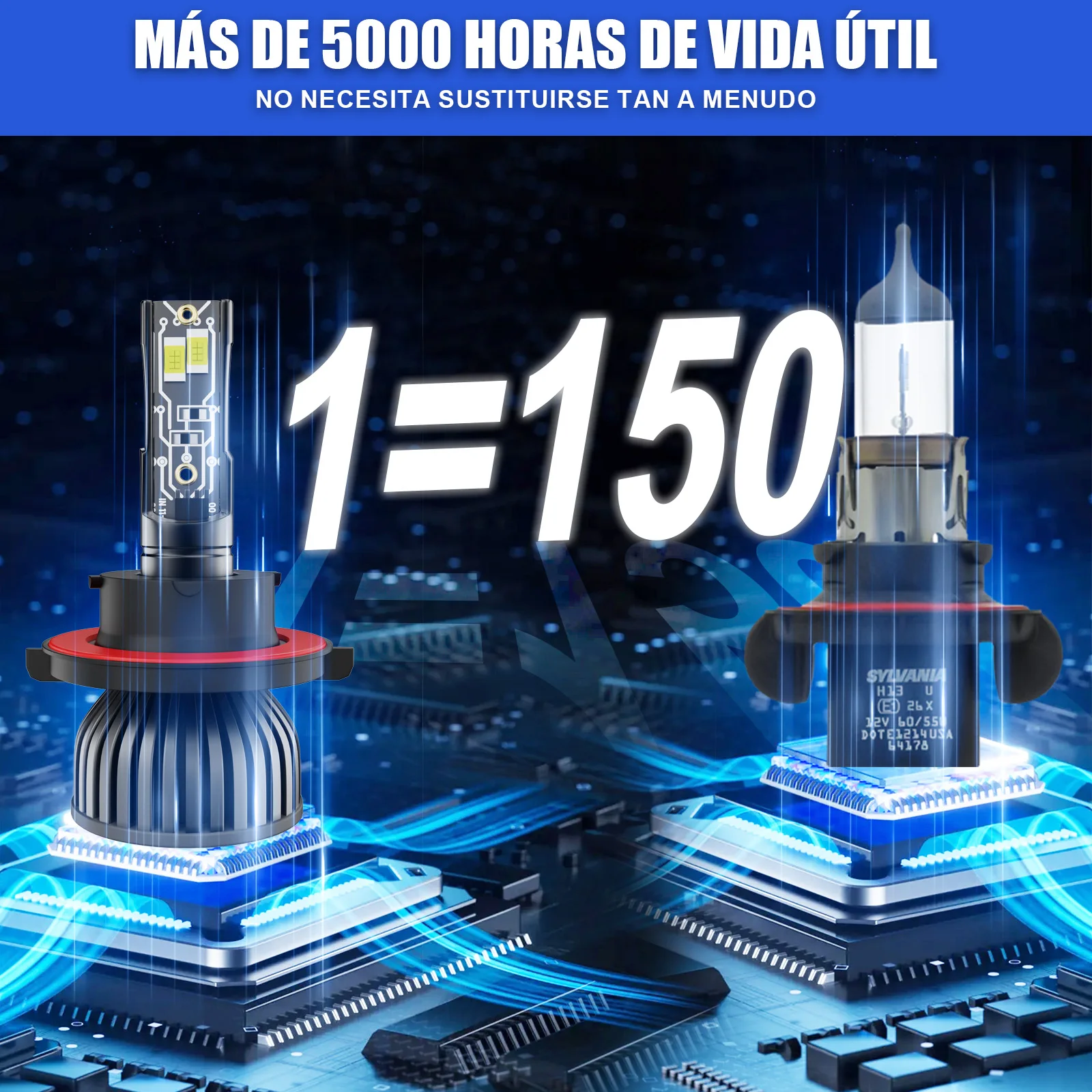 Obtenga una mejor visibilidad en la carretera con 6500K blanco 9008 H13 Hi Lo LED bombillas para faros delanteros de automóvil