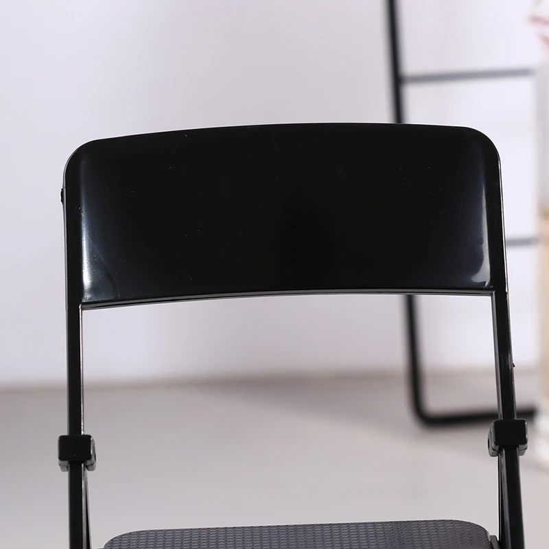 

1:6 Scale Black Painted Metal Folding Chair Dollhouse Miniature Accessory