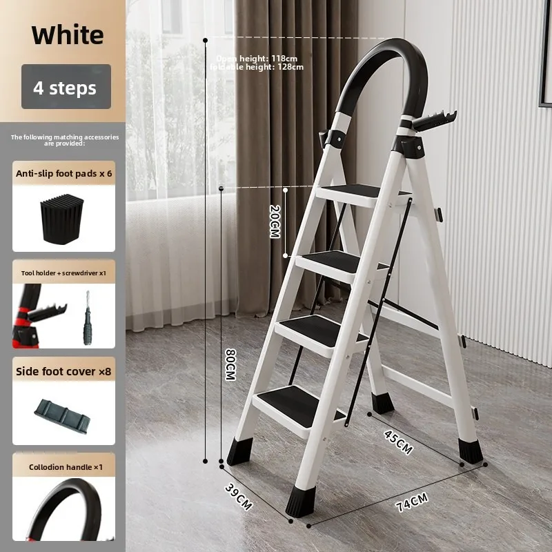 Folding Household Ladder Thickened Indoor Multifunction A Frame Four Five Steps Safe Portable Storage Folding Stairs Step Ladder