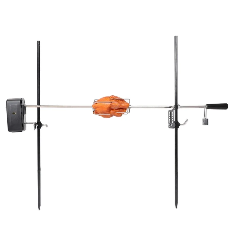 Camping Portable Electric Grill Motor Set Spit Rotisserie Rod Kit