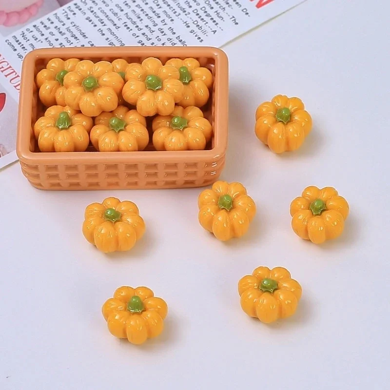 20pcs Mini Artificial Pumpkin Resin, Charms Fake Orange Gourd Cabochons, For DIY Cream Glue Hair, Clip Jewelry Making Craft Gift