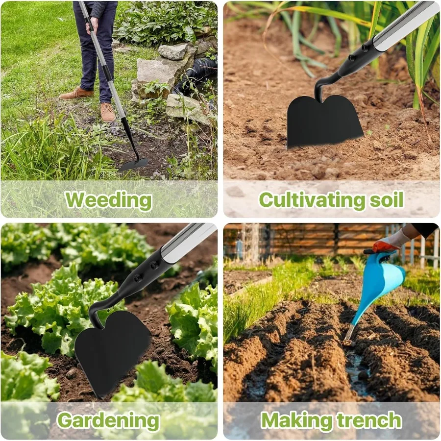 Heavy Duty Garden Hoe for Weeding and Soil Preparation with 5.5 FT Adjustable Long Handle 6inch Wide Welded Blade for Efficient