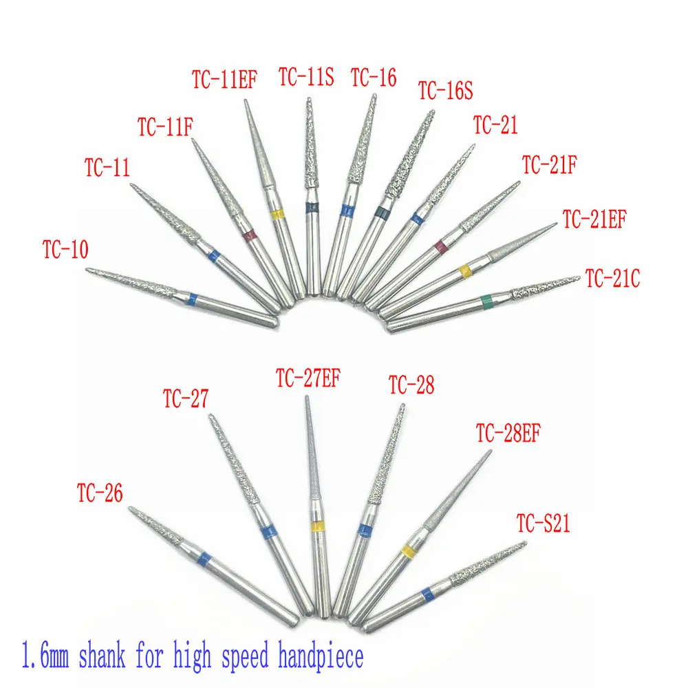 50Pcs/5Boxes Dental High Speed Handpiece Diamond Burs 1.6mm shank Dental Diamond Burs Dental FG Burs TC Series