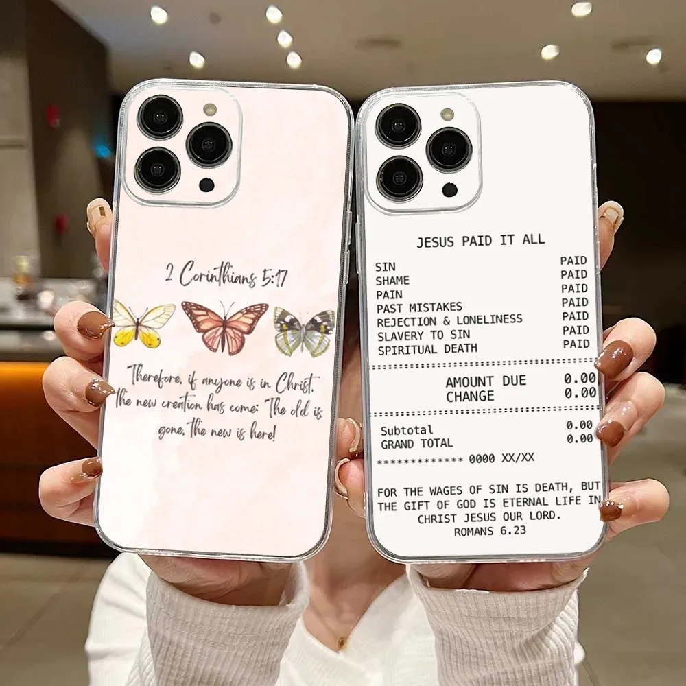 

Christian Religious Faith Jesus Phone Case For iPhone 16 15 14 13 12 11 Pro Max Mini X XS SE4 7 8 Plus 16E Shockproof Soft Cover
