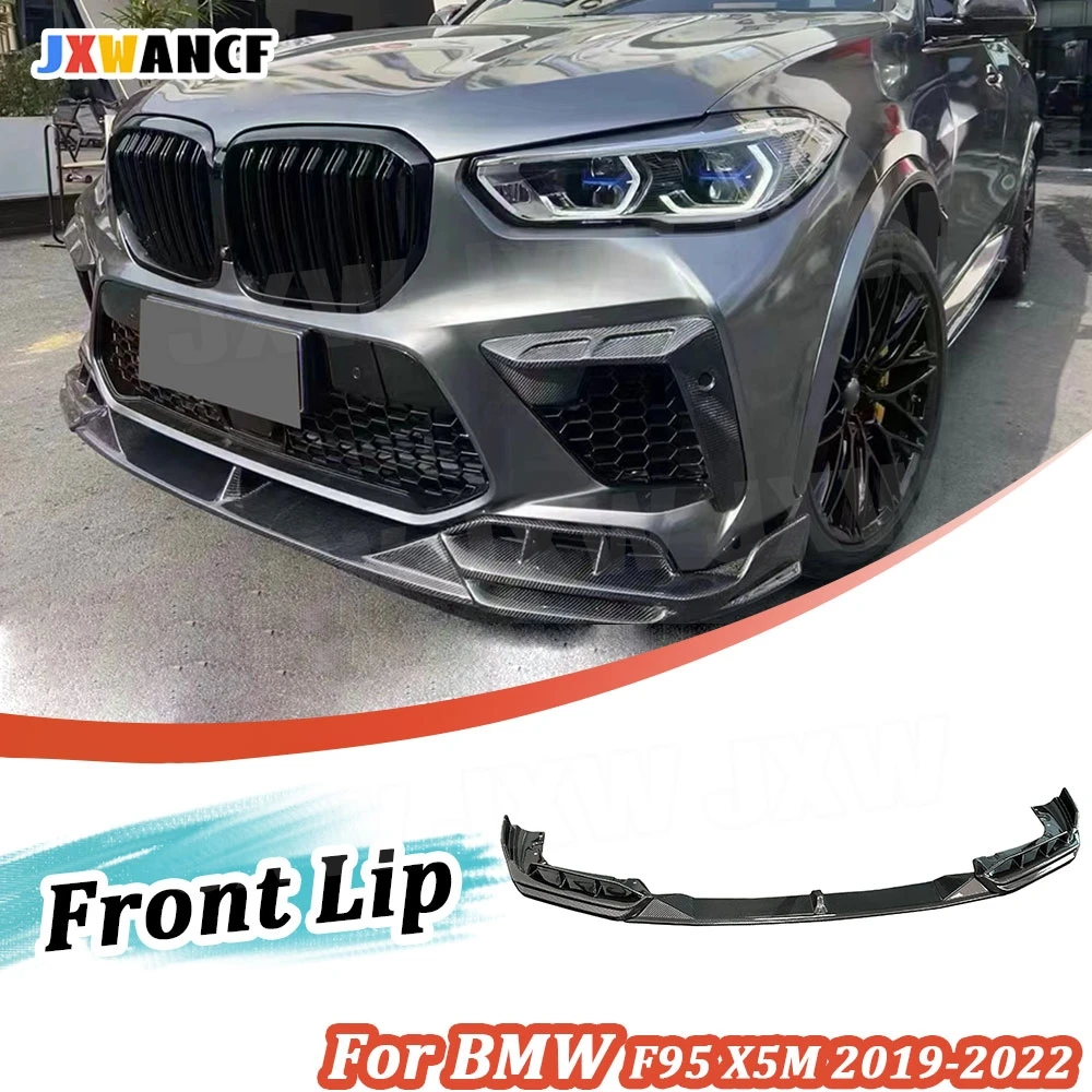 

JXWANCF For BMW F95 X5M 2019-2022 Real Carbon Fiber Front Bumper Lip Spoiler FRP Front Chin Spoiler