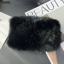 Women Winter Warm Real Rabbit Fur Scarf Hot Sale Natural Rabbit Fur Muffler 2024 Lady 100% Genuine Fur Scarves Wholesale Retail