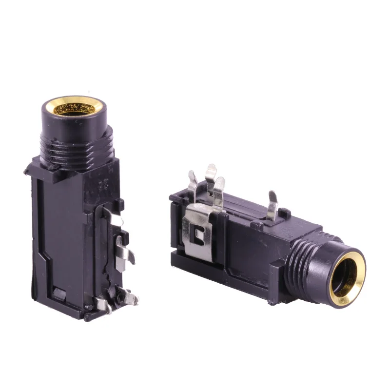 20pcs/lot 6.35mm Stereo Female Jack 4 PINS Feet 6.35mm PCB Panel Mount Microphone Socket Stereo 1/4