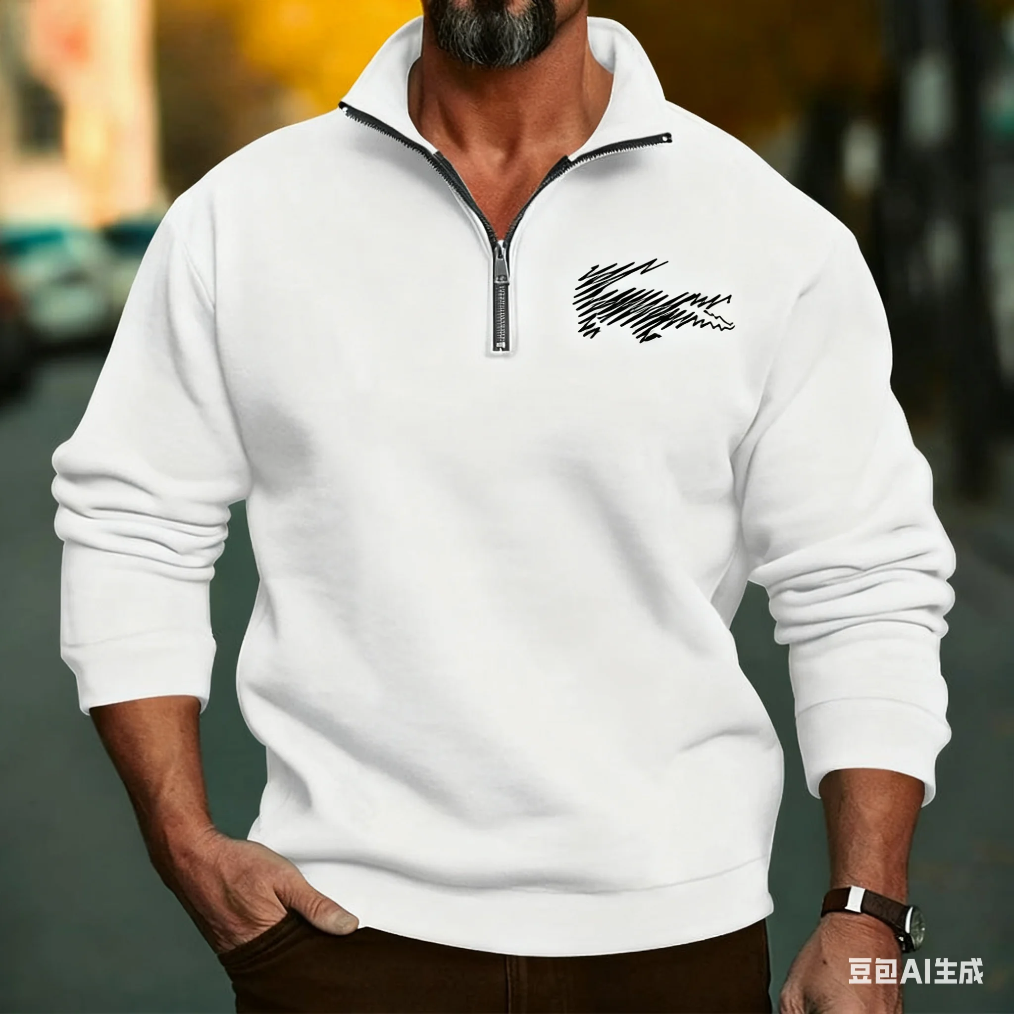 

Men's standing collar hoodie Autumn Winter zip-up hoodies pattern hoodies for man Fashion clothing new in hoodies & sweatshirts