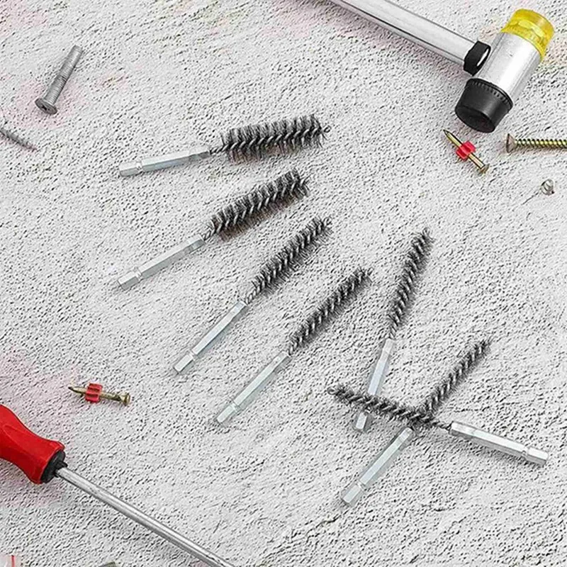 GTBL 16Pcs Wire Brush Drill Bit Set With 1/4 Inch Hexagon Shank Steel Wire Twisting Brush,Suitable For Drilling Percussion A