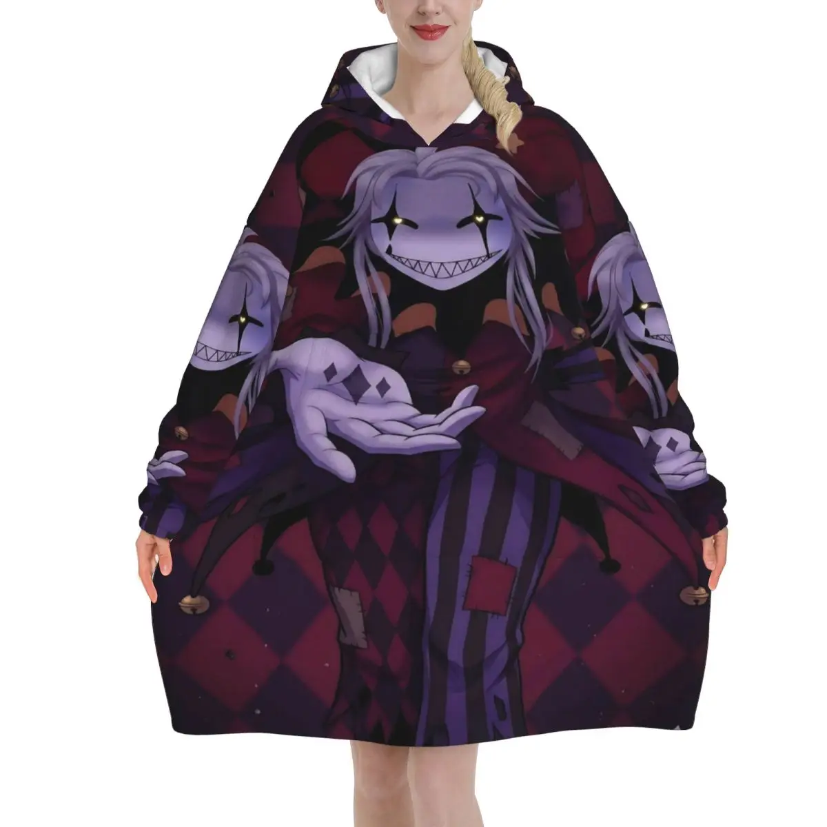 Pierrots The Freak Circus Wearable Blanket Hoodie Warm Cozy Large Blanket Sweatshirt Thick Fleece Hooded Blanket with Pocket