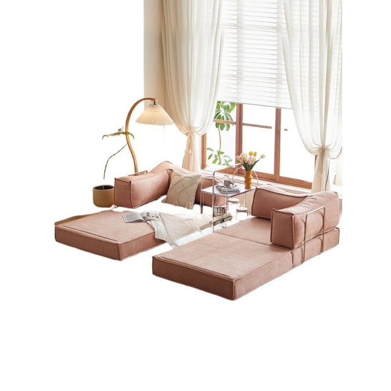 Cream wind can lie down and sleep lazy sofa, living room dual-purpose disassembly and washing single and double fabric foldable