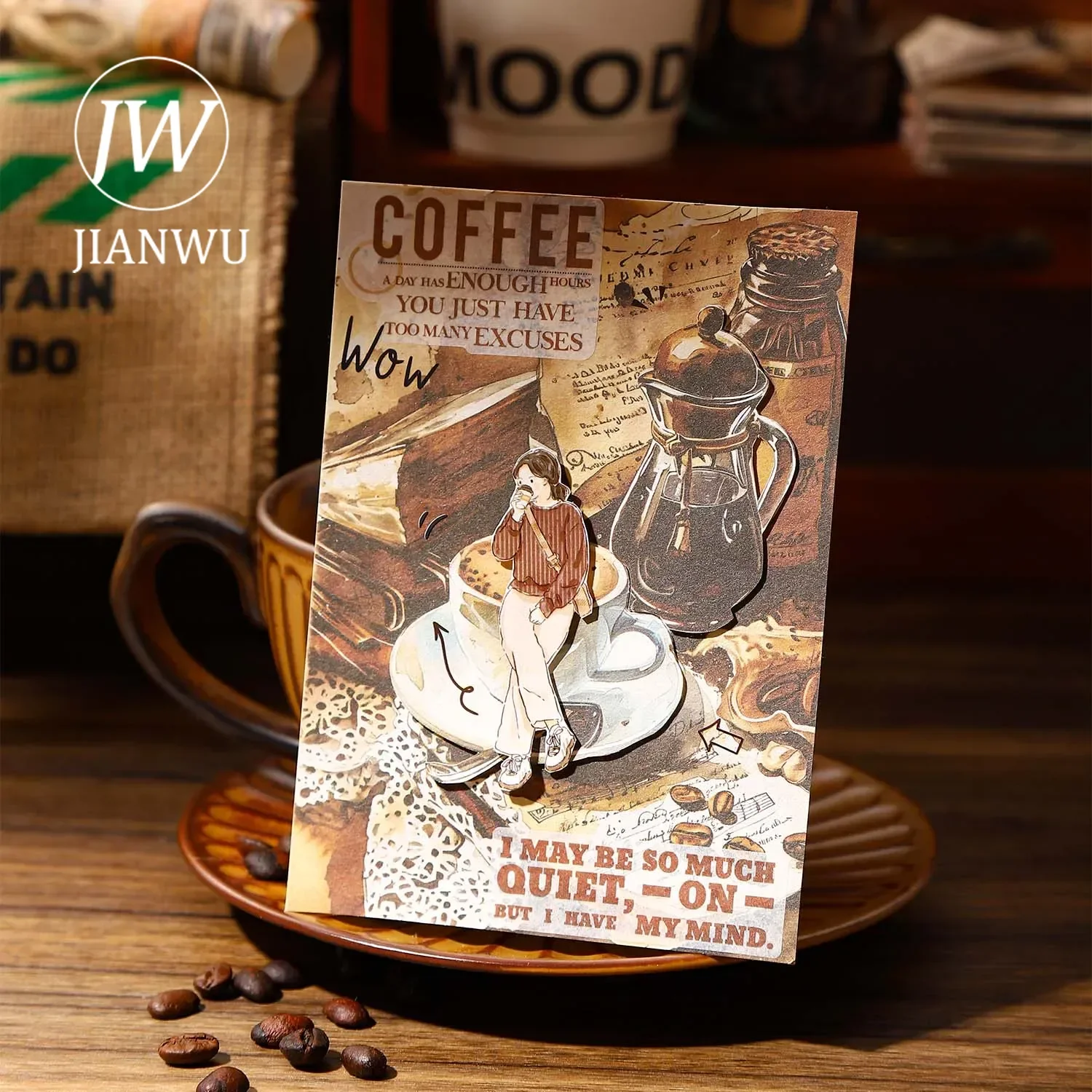 JIANWU Smell Everywhere Series Vintage Coffee Landscaping Collage Decor Material Paper Creative DIY Junk Journal Stationery