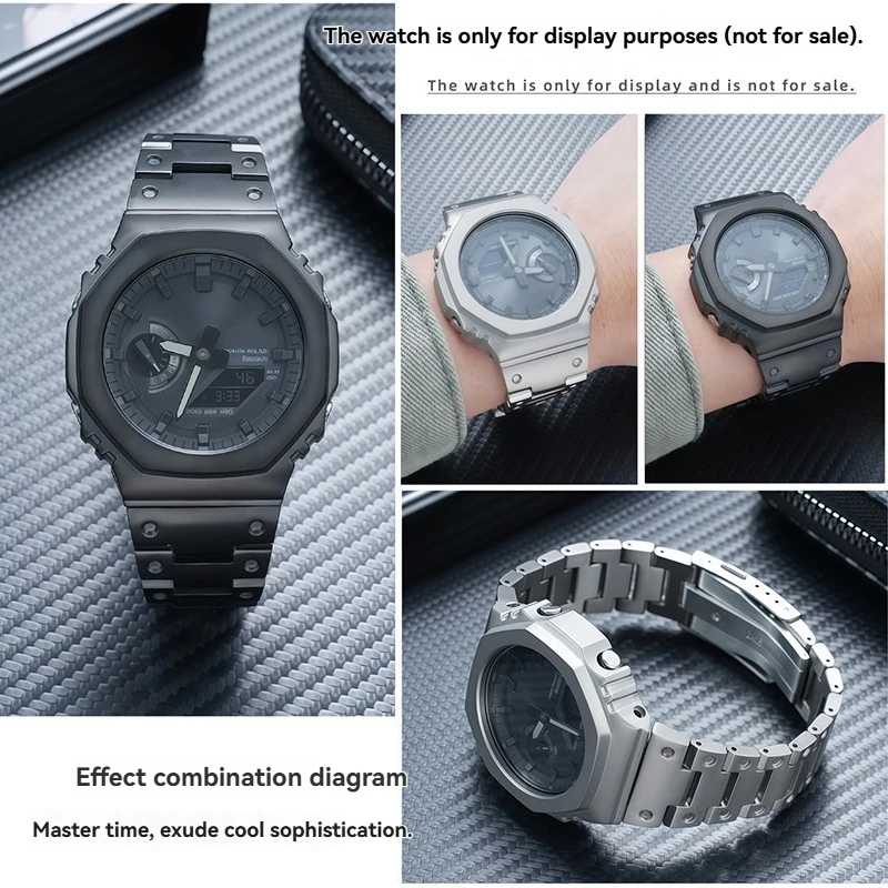 For Casio GA2100 GA2110 GA-B2100 Farmhouse Oak Modified Titanium Alloy Lightweight Mountaineering Case Strap Silver Black Men's