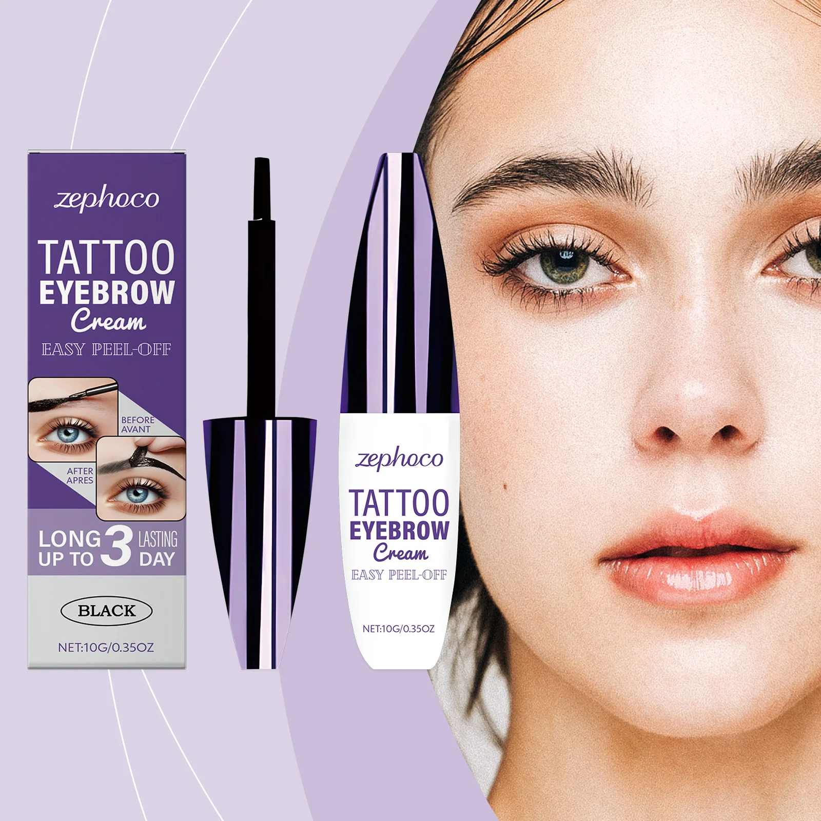 Rasgo puxar creme de sobrancelha espessamento de longa duração anti-manchas formação de filme rápido fácil de descascar creme de sobrancelha multicolorido