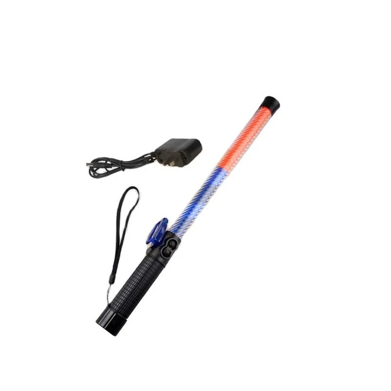 515mm Rechargeable Red Blue Road Traffic Baton With Whistle Warning LED Light