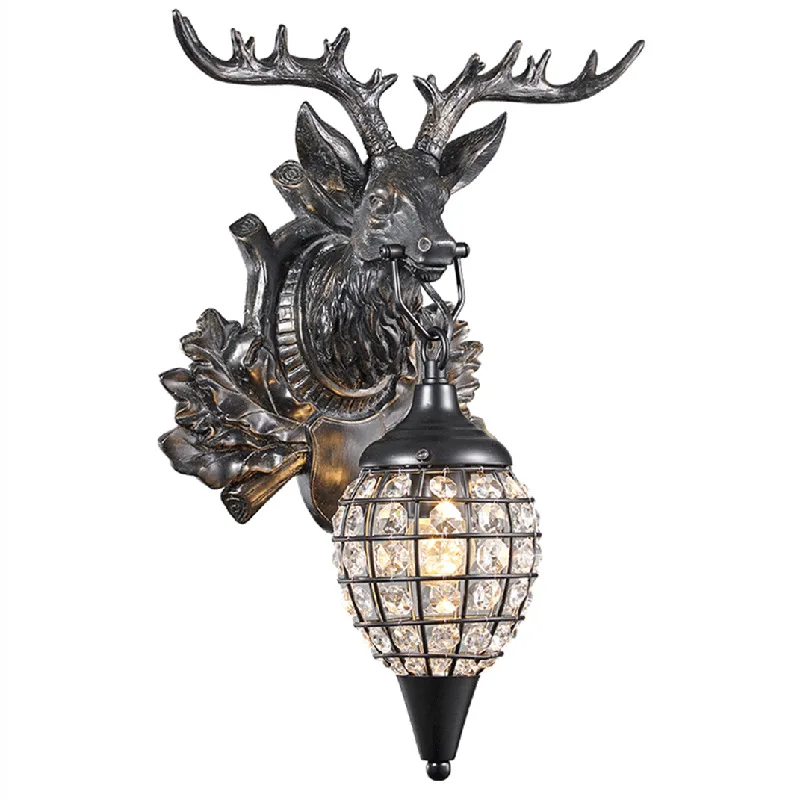 BERTH-Applique murale moderne en bois de cerf, lampe d'intérieur créative en cristal, applique LED pour la maison, le salon, la chambre, le chevet, le décor de porche