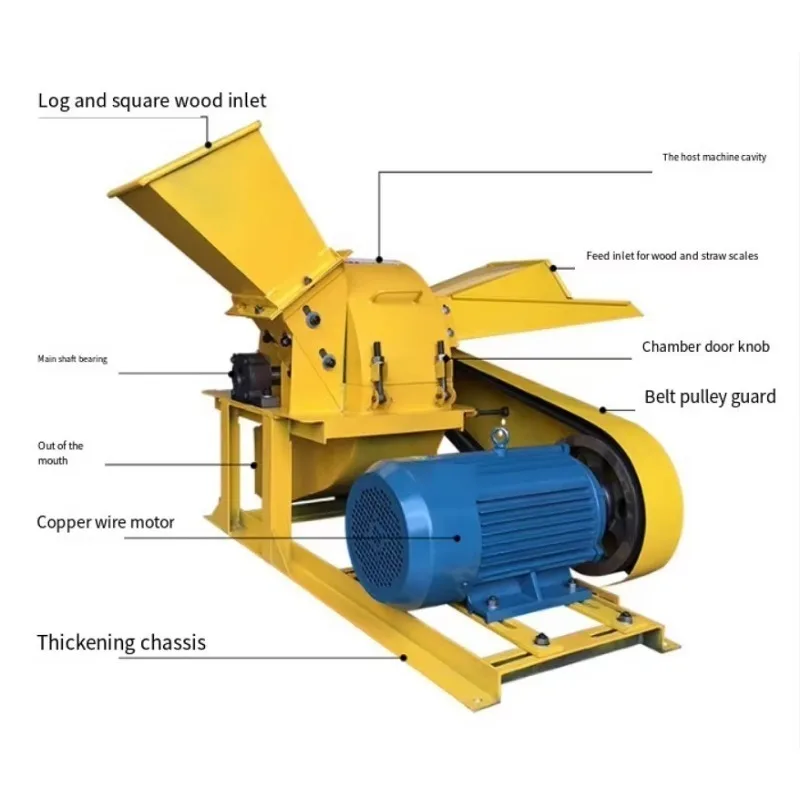 High Quality 420 Industrial Wood Chipper with Disel/Electric Options 1-2t/h Capacity 7.5~15kw Motor Service Equipment