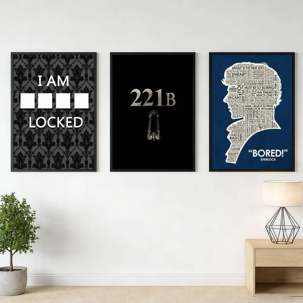 S-SherlockS H-HolmesS Poster Stickers Art Print Retro Aesthetic Wall Decor Living Room Bedroom Home Office HD Gifts