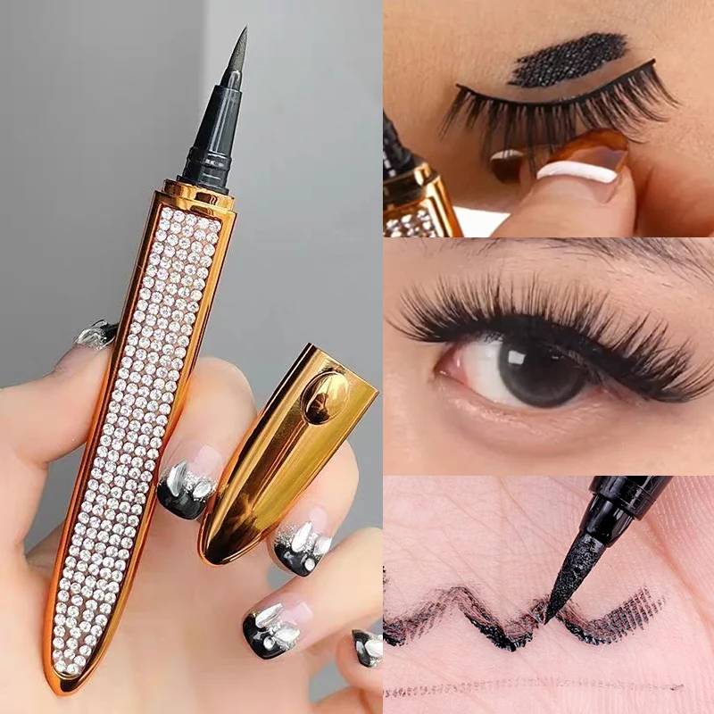 2 In 1 Self-adhesive Eyeliner Pen Non Magnetic Long Lasting Eyelashes Quick Drying Eyelashes Lash Sticking  Eye Makeup Tools