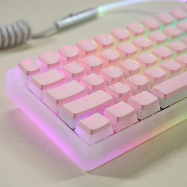 

Double leather milk pudding transparent keycap PBT two-color OEM highly adaptable 61/68/84/87/104