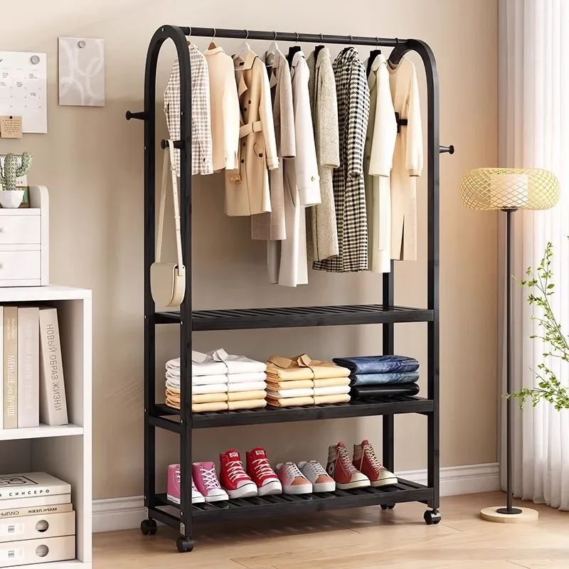 

Factory Minimalist Bedroom Floor-to-ceiling Balcony Clothes Pole Rack Nanzhu Coat Rack Cabinet Room Storage Rack