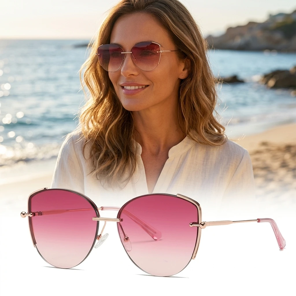

Women Nylon Lens Sunglasses UV400 Metal TR Frame Fashion Street Style Gradient Driving Outdoor Sun Glasses