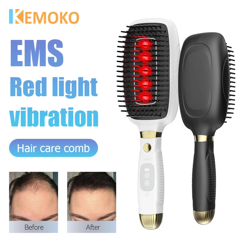 Electric EMS Microcurrent Head Brush Scalp Massage Comb Red LED Ion Hair Growth Vibration Massager Anti Hair Loss Health Care