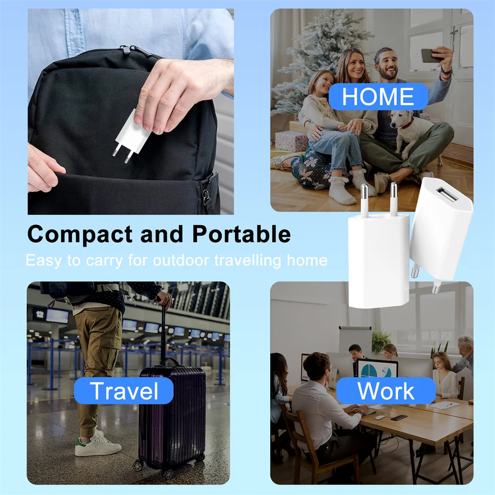 1-5 قطعة شاحن USB سريع الشحن 5 فولت/1A العالمي الاتحاد الأوروبي التوصيل شاحن آيفون سامسونج شاومي هواوي الهاتف المحمول محول محمول #4