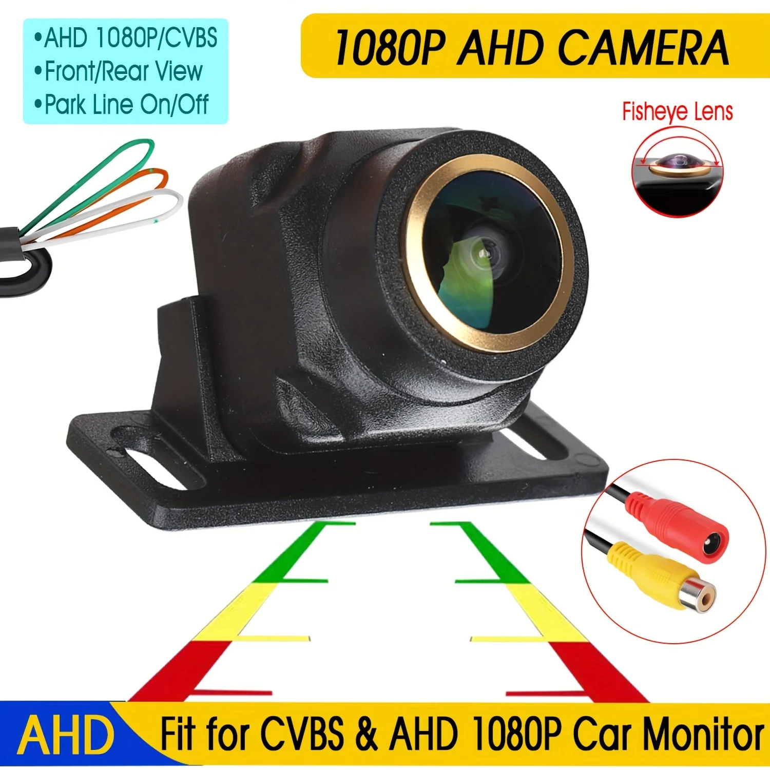 AHD Backup Camera with Parking Guide Lines, HD Camera Rear Front Side Reverse Camera Universal for Car Pickup Truck Car SUV RV