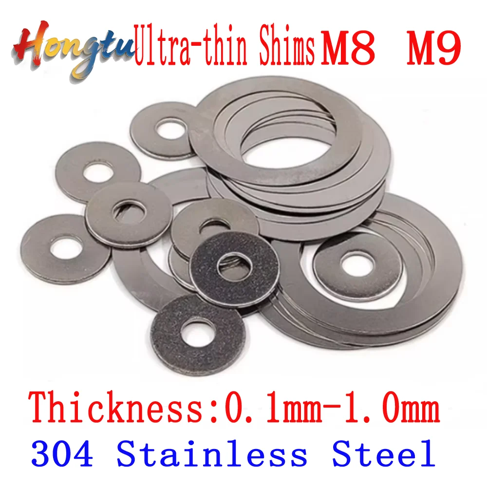 

M8 M9 SUS304 Stainless Steel Adjusting Shim Washers Ultra-thin Plain Washer Flat Gaskets