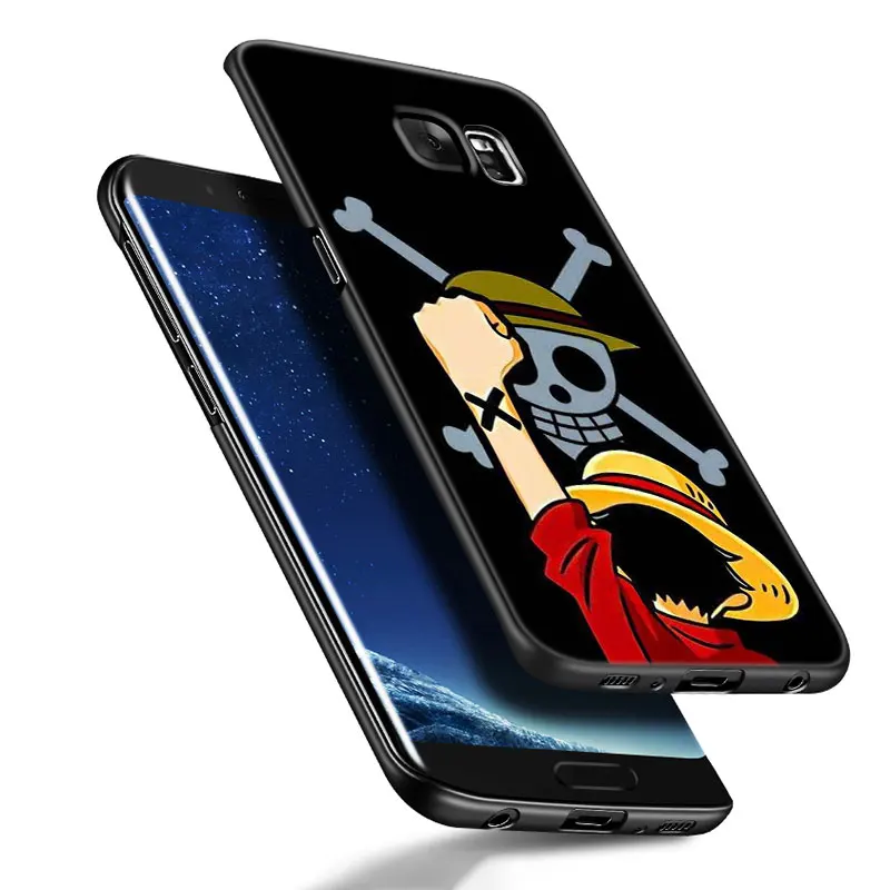 Anime One Piece Luffy Black Silicone Phone Case For Samsung Galaxy S23 S21 S20 FE S24 S22 Ultra S10E S10 S9 S8 Plus