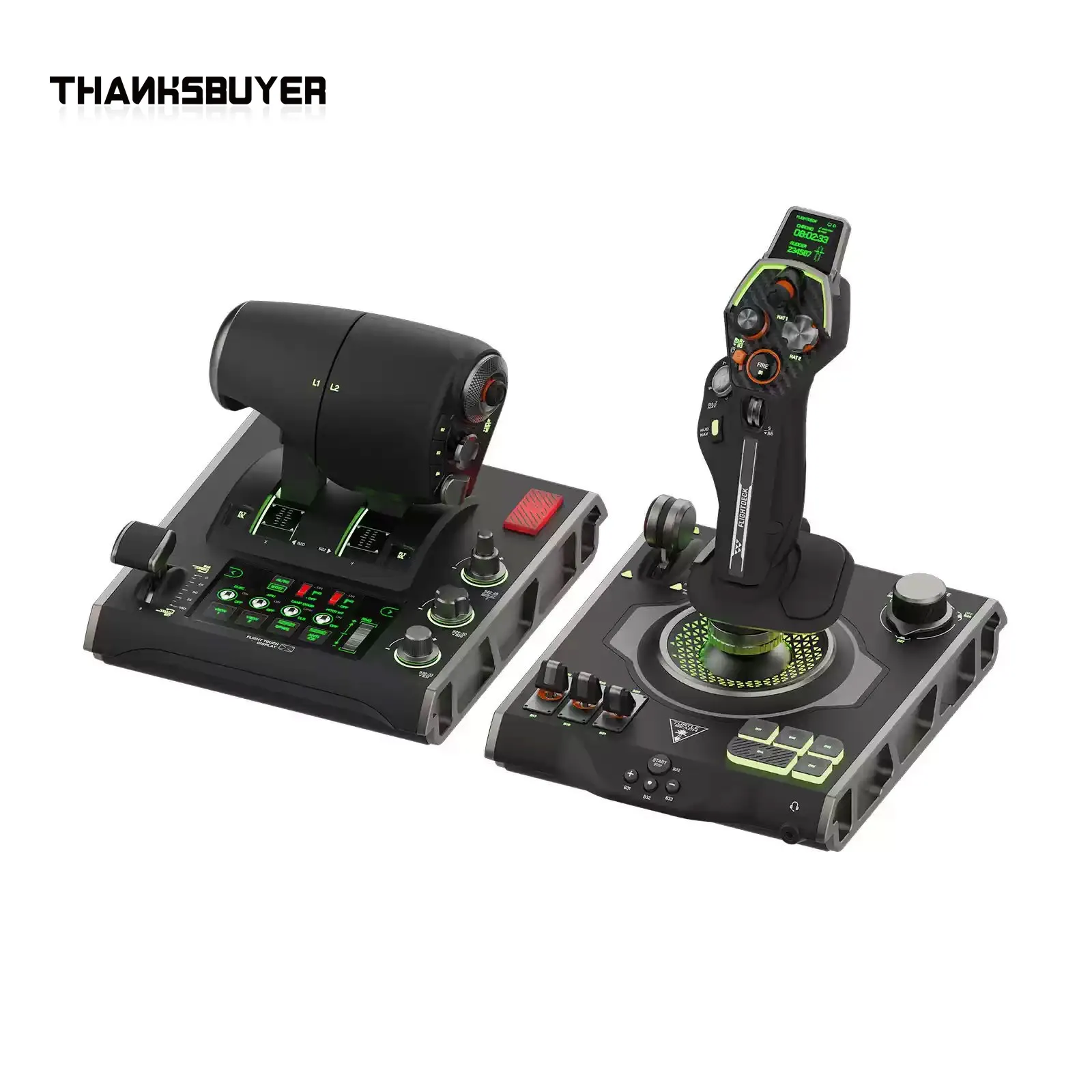 V1F-Deck Multifunctional Flight Simulator Joystick, Customizable OLED HUD Flight Game Controller Compatible with Turtle Beach