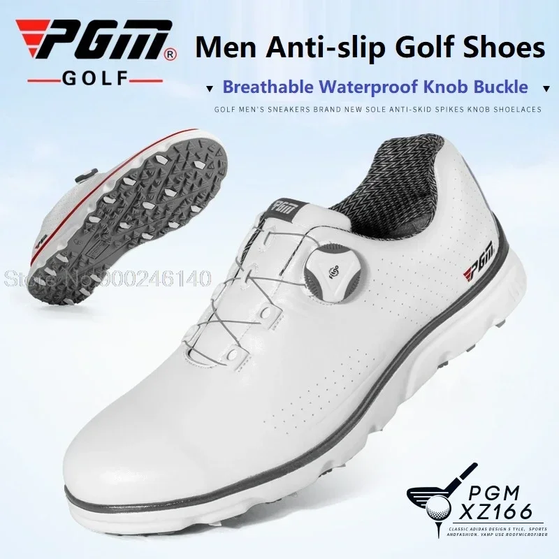 Pgm Professional Golf Shoes Mens Waterproof Golf Sneakers Men Anti-Skid Breathable Shoes Casual Buckle Shoeslace Sports Trainers