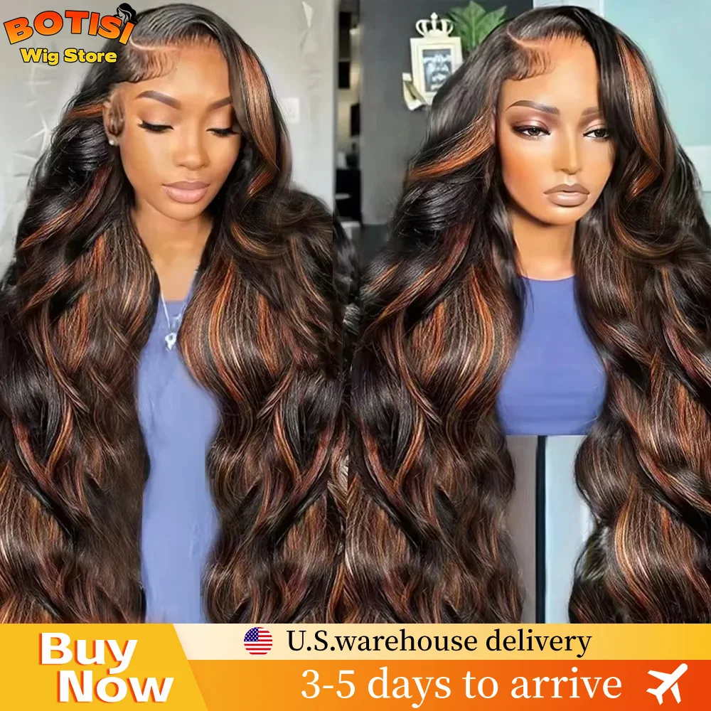 

Botisi 1B/30 Объемная волна Парик фронта шнурка 13x6 13x4 Парики фронта шнурка Черный и светлый блики Человеческий парик шнурка Выделите для женщин