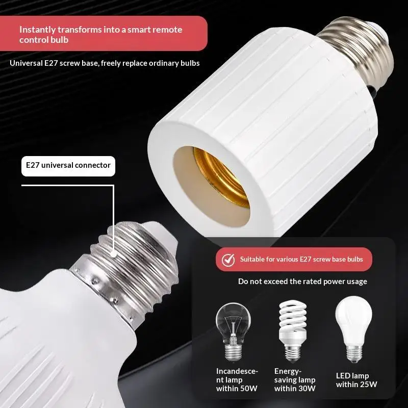 E27 Wireless Remote Control Lamp Holder With Remote Controller AAA Battery Powered Light Socket For Home Lighting Control