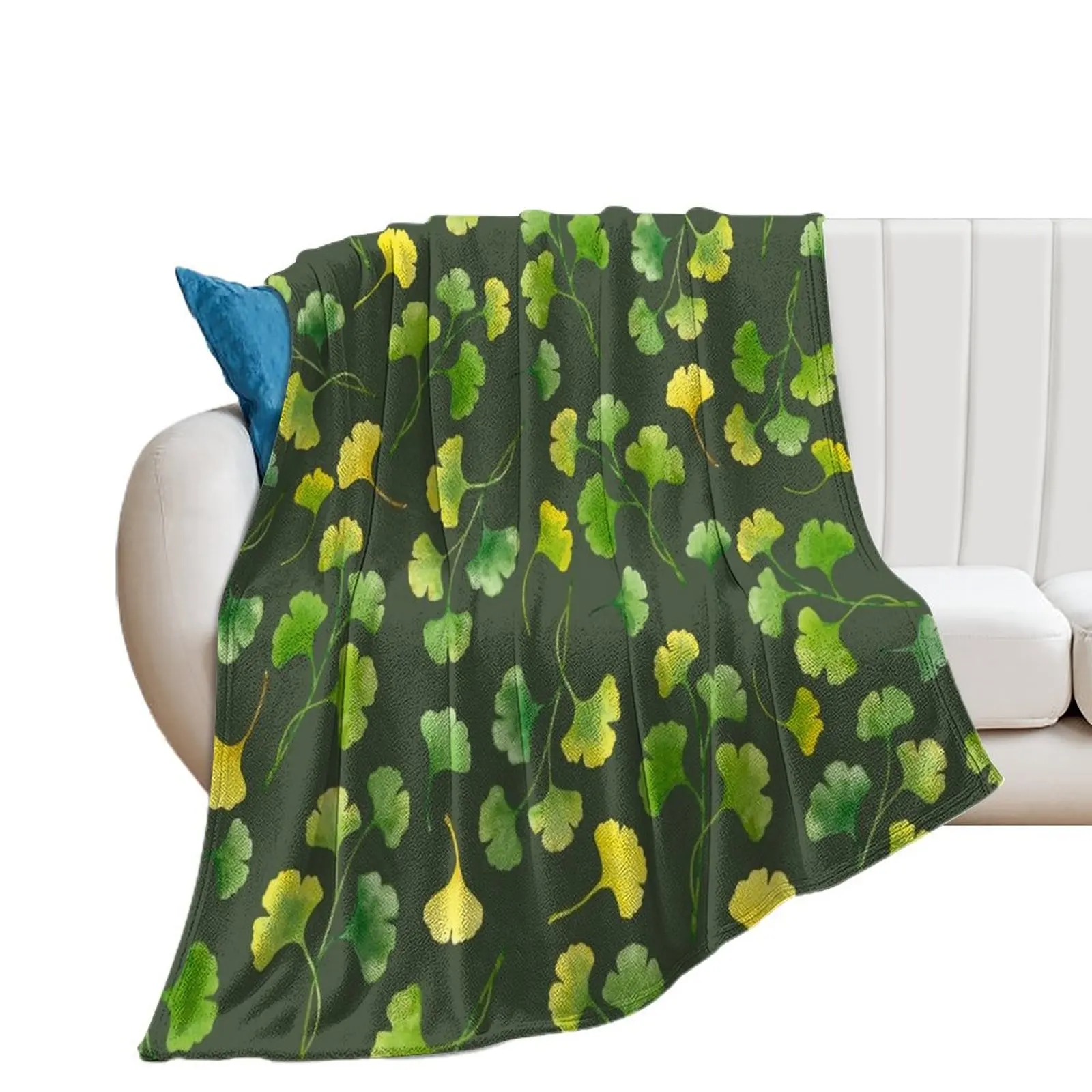 

Ginko biloba leaves Throw Blanket Designers Luxury St Furry halloween Blankets