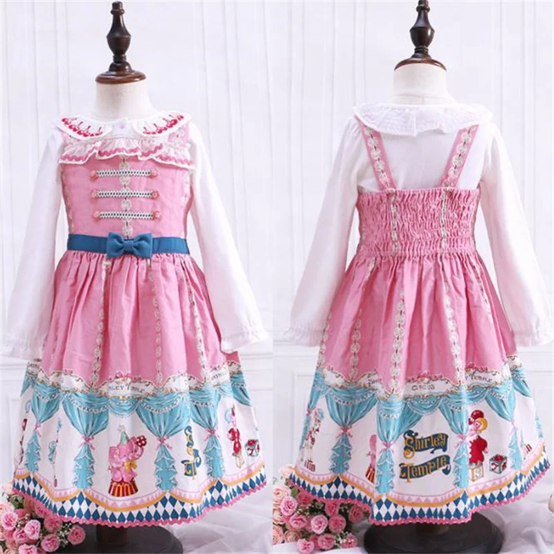 

GIRL Sleeveless Sling Print Dress Lolita Princess Dress Casual Party Pink Long Dress baby