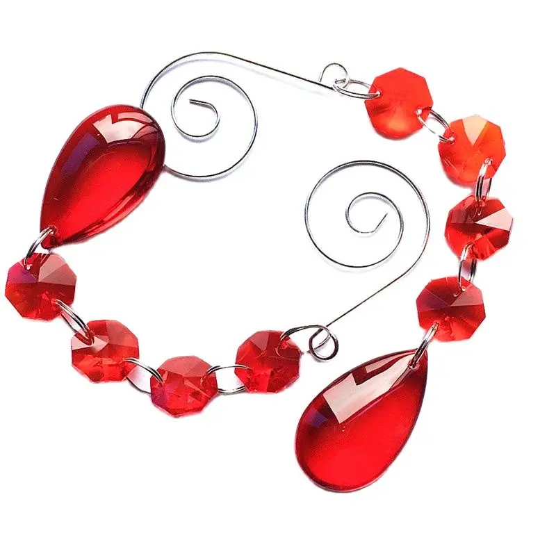 Wholesale 20PCS Red Color Crystal Pendants 170mm Garland Strands Glass Crystal Birthday Cake Topper Wedding Party Decoration