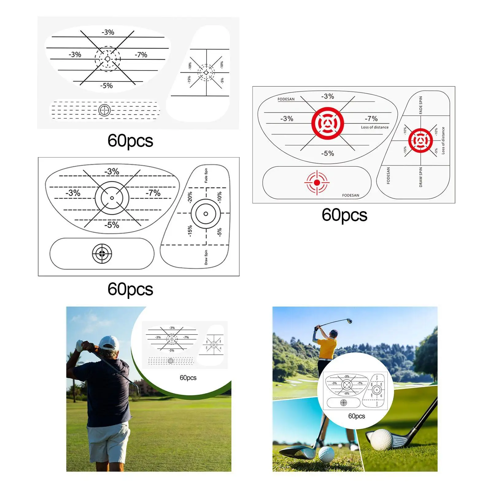 Golf Tape Labels Impact Stickers Swing Trainer Club Marker Practice Supplies for Golf Accessories