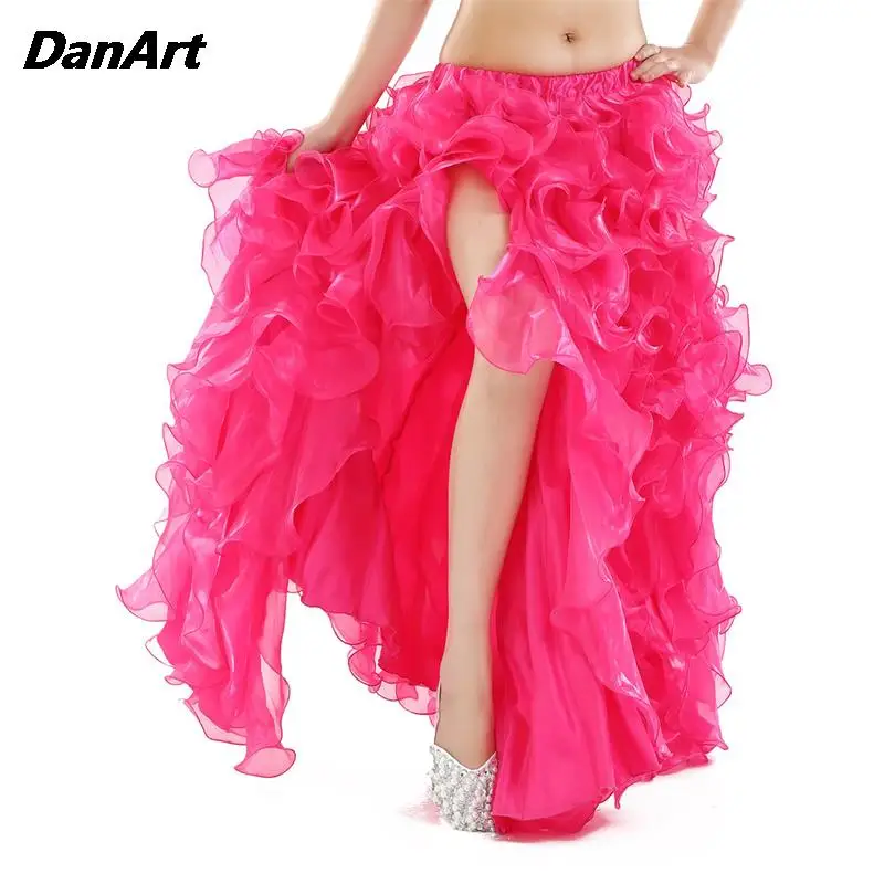 Belly Dance Luxury Stage Performance Skirt Oriental Dance Split Skirt Girls Gypsy Spanish Flamenco Fluffy Curled Edge Skirt