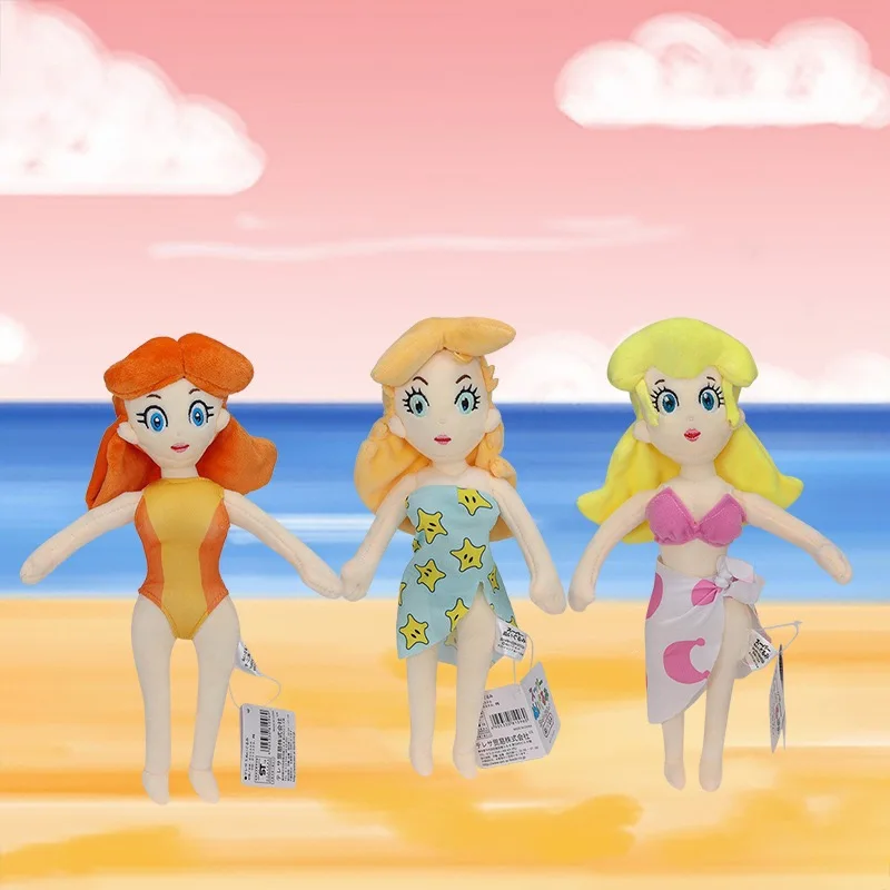 Set de Peluches de Princesas de Super Mario con Traje de Baño de Verano - Peach, Daisy, Rosalina, Ropa de Playa, Lindos Muñecos de Peluche de Nintendo