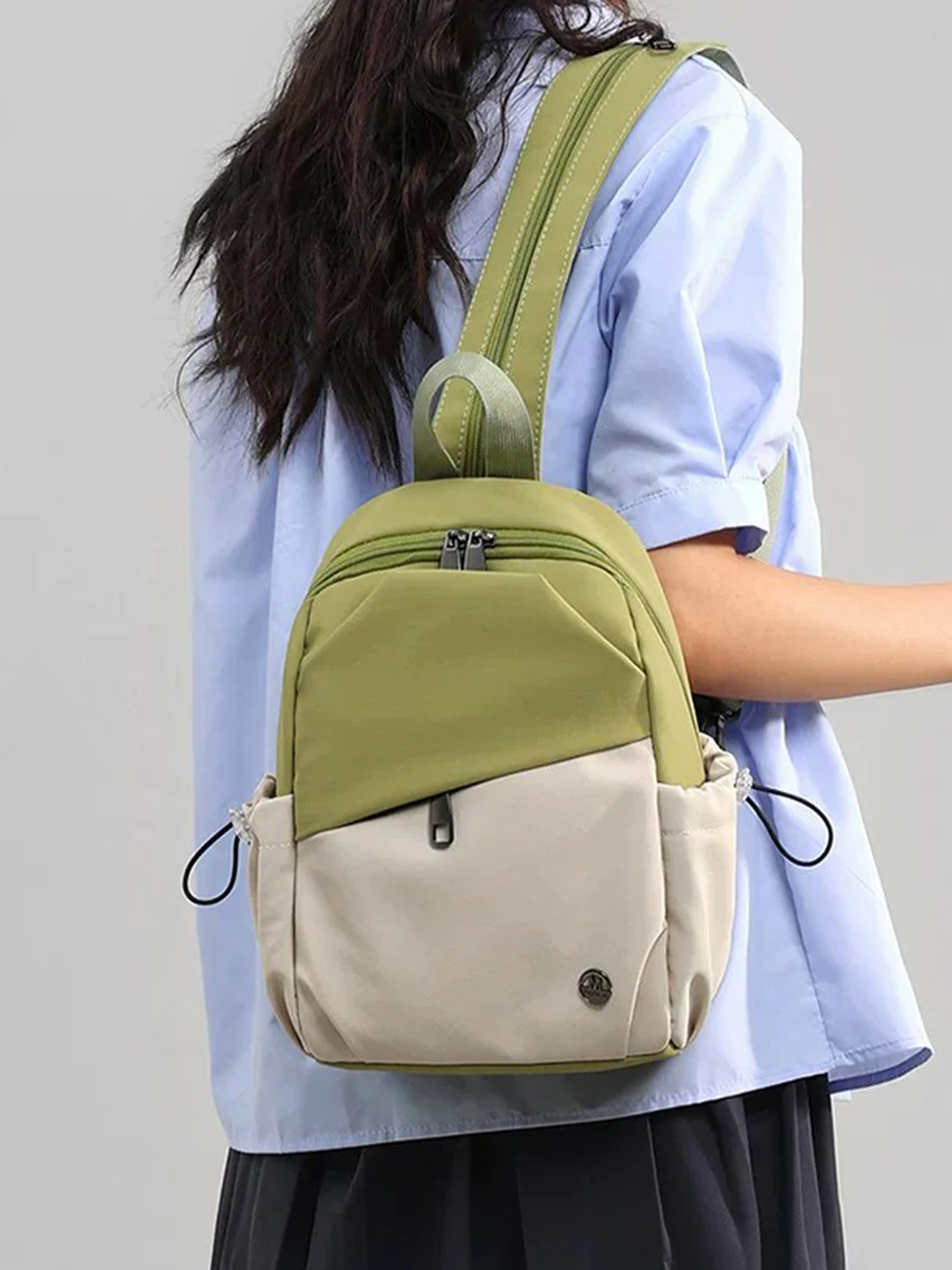 2026 New Women's Double-Sided Canvas Backpack Outdoor Travel Large Capacity Slanting Bag Daily Commuting Crossbody Bag