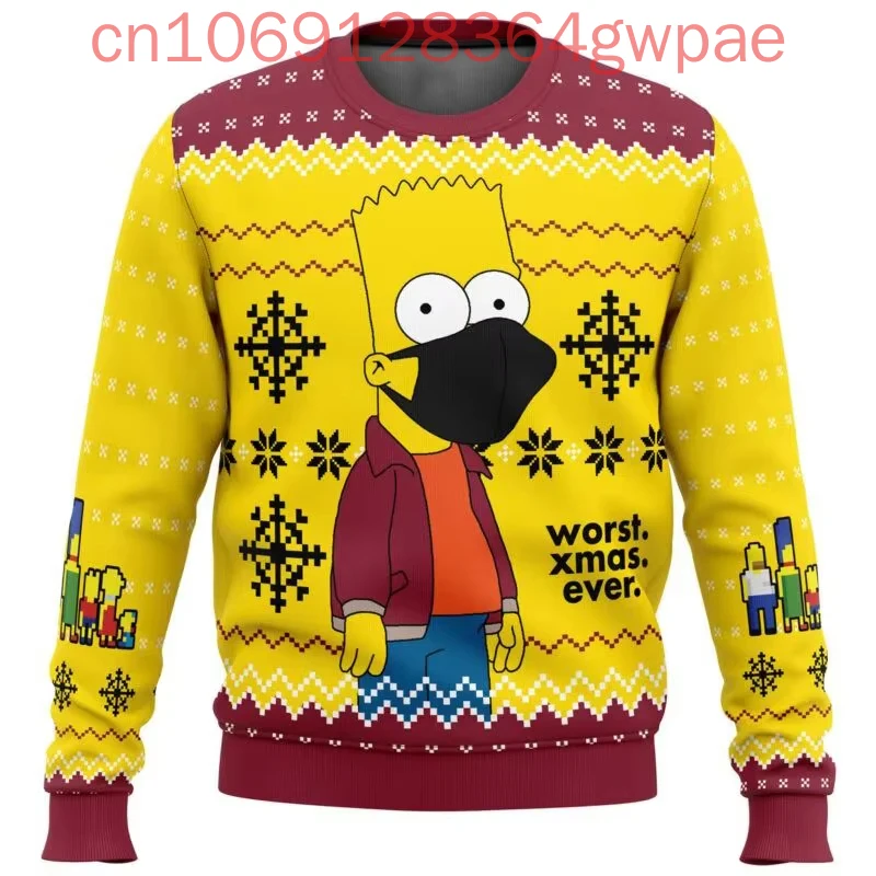 Homer Bush Meme Ugly Christmas Sweater Cartoon Anime Women Men Pullover Tops 2025 New Fashion Couple Hoodie Sweatshirt Clothes