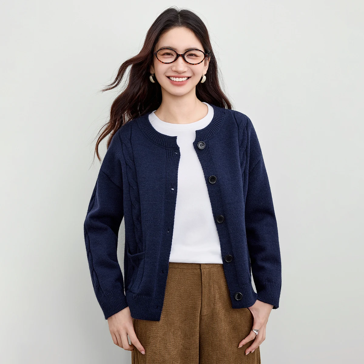 

SENTUBILA повседневный женский кардиган, осень 2021, однотонные вязаные свитера с длинными рукавами в стиле ретро, высокоэластичные женские топы W53HE3405