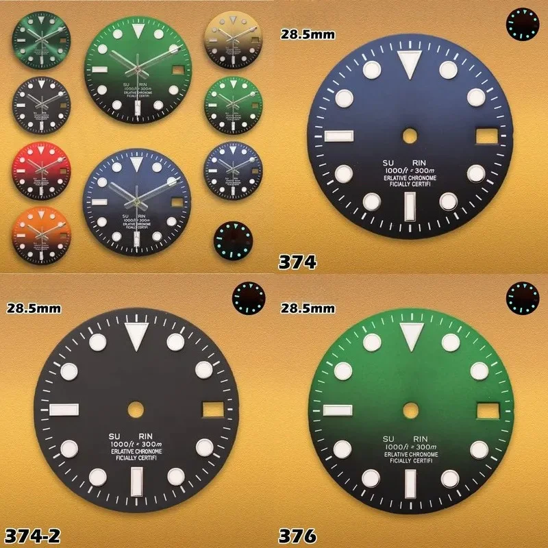28.5mm SUB Gradient S-type Dial NH35/NH36/4R/7S Movements Ice Blue Luminous BGW9 Watches for men Watch Modification