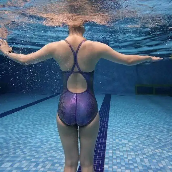 

2025 Purple Python One-Piece Swimsuit Women's Training Cetition New Model Thermal Snakeskin Pattern Sportswear Fitn